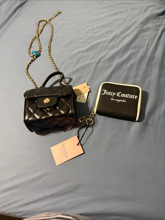 Juicy Couture Handbags - Juicy Couture Black Quilted wristlet with mini black crossbody purse. Nwt.